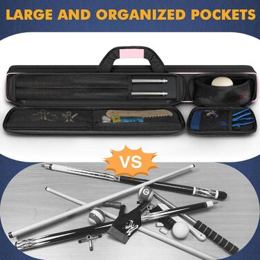 Чохол для більярдної кули (2x2) на 2 кули з кишенями на блискавці для аксесуарів, міцний, поліестер, з плечовим ременем та ручкою, м'який, для жінок та чоловіків (Рожевий/Чорний)