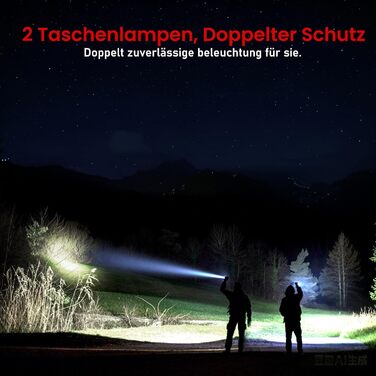 Ліхтарик Shadowhawk LED акумуляторний 2 шт. | Тактичний ліхтарик (2 вимикачі) 500000 люмен, до 1000 м, 12 годин роботи, для кемпінгу/походу/відпочинку на природі, регульована яскравість, чорний