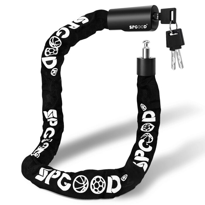 Замок для велосипеда з 3 ключами, ланцюговий замок проти крадіжок 90см, висока безпека, водовідштовхувальний чохол для велосипеда/електросамоката/електровелосипеда/MTB/мотоцикла/вантажного велосипеда, 870мм, чорний