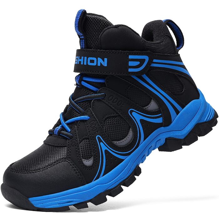 Дитячі зимові черевики ASHION для хлопчиків та дівчаток, утеплені, трекінгові, 39 EU, чорний та синій