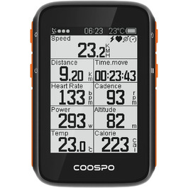 Велокомп'ютер COOSPO BC200 з GPS, Bluetooth 5.0, ANT+, бездротовий, з LCD-екраном 2.4'', автоматичним підсвічуванням, водонепроникний IP67, велоспідометр і одометр для велосипеда