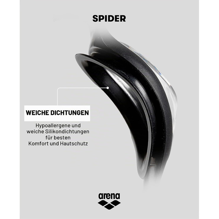 Окуляри для плавання ARENA Spider Anti-Fog Unisex (дорослі), з UV-захистом, силіконовими ущільнювачами (блакитні, smoke-mint-black)