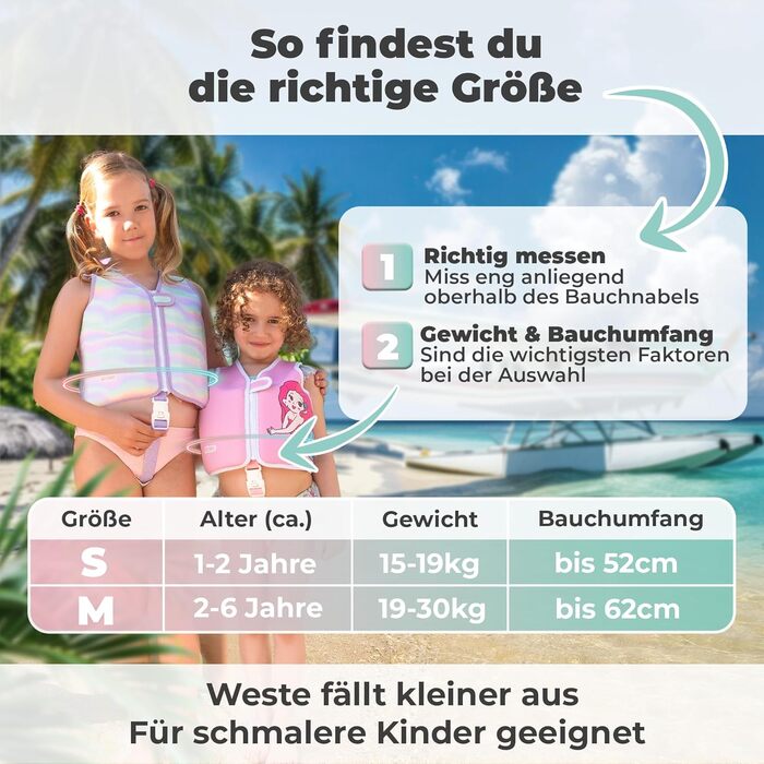 Дитячий рятувальний жилет KIDVERSE для плавання (S, 15-19 кг) - Безпечне навчання плаванню для хлопчиків та дівчаток, фіолетова русалка