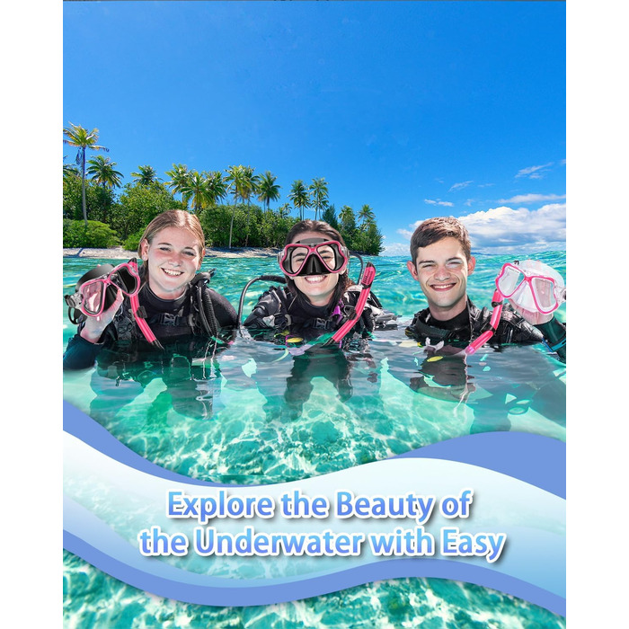 Набір для снорклінгу: маска, ласти, трубка Dry Top, дорослий (S/M, рожевий)