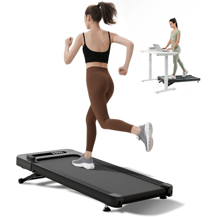 Walking Pad Bluearth з регулюванням нахилу 10%, біговий стіл для дому та офісу, смарт-додаток, бігове полотно з інтерактивним досвідом та онлайн-тренуваннями, пульт дистанційного керування та LED-дисплей (чорний глянцевий)