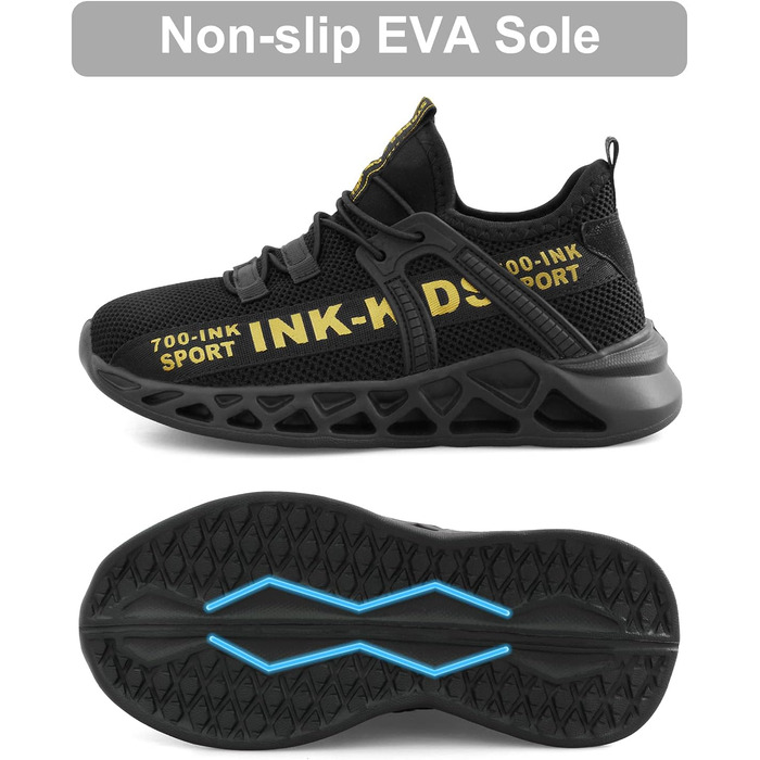 Дитячі кросівки для тренувань: легкі, дихаючі, спортивні (33 EU, чорний)