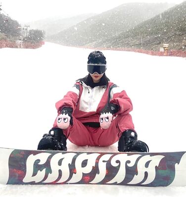 Сніговий комбінезон HOUZONIY для жінок та чоловіків. Теплий, водонепроникний, з капюшоном, для катання на лижах та сноуборді. Розмір S T63+Рожевий