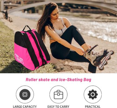 Сумка для роликових ковзанів та ковзанів, рожева: для дорослих та дітей, з регульованими ременями