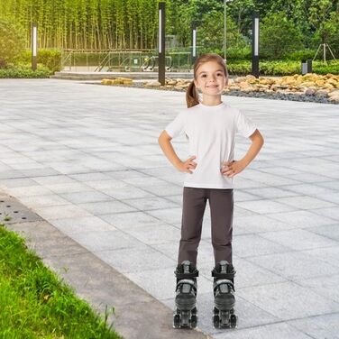 Дитячі ролики Supfine Inlineskates з регульованим розміром 31-38 (S/M) – ролики для дівчаток та хлопчиків з світлодіодними колесами, чорні