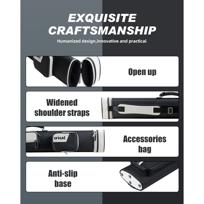 Кейс для більярдних київ CRICAL 2x4: для 2 київ-баттів та 4 київ-шафтів, з жорстким корпусом, аксесуари для більярду