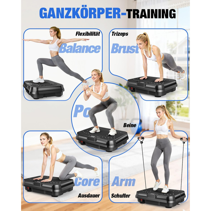 Віброплатформа для фітнесу HomeFitnessCode Mini - для жінок, з регулюванням інтенсивності, тренажер для дому, схуднення, нарощування м'язів, все тіло, чорний глянцевий