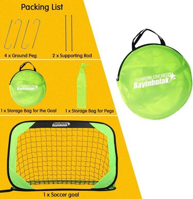 Дитячі ворота для футболу Bayinbulak Mini Pop-Up, 3.3' x 2.3', помаранчеві