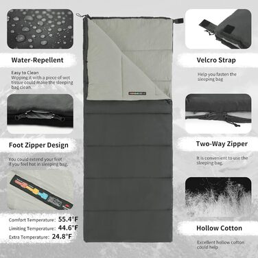 Спальний мішок Naturehike для дорослих, легкий прямокутний, з'єднуваний, 3-сезонний, для кемпінгу та піших прогулянок, сірий