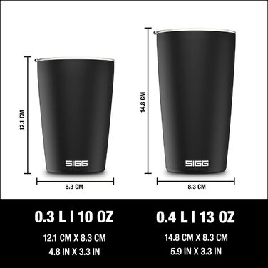 Термочашка SIGG Neso Pure Ceram чорна 0.4 л з кришкою Tritan, нержавіюча сталь 18/8, BPA-free, легка, придатна для миття в посудомийній машині