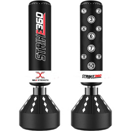 Вільностоячий боксерський мішок MAXSTRENGTH 1,7 м, чорний/білий, для MMA, UFC та бойових мистецтв, міцний
