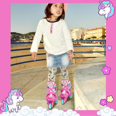 Дитячі ролики Kinder Einhorn для дівчаток та хлопчиків, з підсвічуванням, регульовані, 4 розміри, для початківців, подарунок