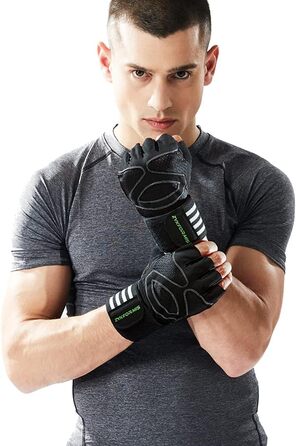 Фитнес рукавички для тренувань з підтримкою зап'ястя, чорні, розмір M. Рукавички для занять у спортзалі, велоспорту та тренувань.