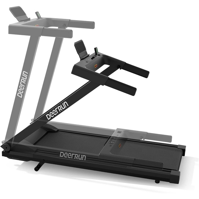 Біговий тренажер DeerRun Raceable з підтримкою High-Tech пристроїв, складний, до 158 кг, з APP-керуванням, 2573W, для дому, з курсами та мульти-режим, чорний