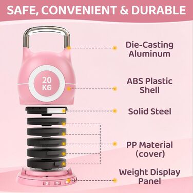 Регульована гриф-гантель 7-в-1 для домашнього спортзалу Kettlebell - набір гантелей для фітнесу вдома