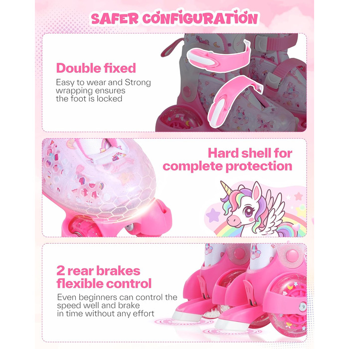 Дитячі ролики для дівчаток, регульовані, розмір 24-31, рожеві