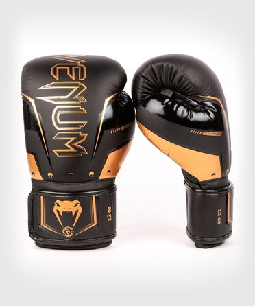 Боксерські рукавички Venum Elite Evo чорного та бронзового кольорів, 14 Oz