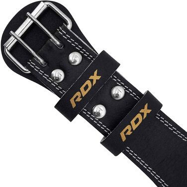 Пояс для важкої атлетики RDX 6” шкіряний, регульований, для пауерліфтингу, фітнесу, бодібілдингу, з пряжкою, чорний, розмір L (29-33 дюйми)