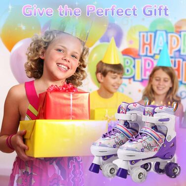 Роликові ковзани для дітей з LED підсвічуванням, регульовані, зручні та дихаючі, фіолетовий колір, розмір L (39-42)