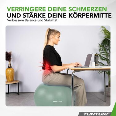 Фітнес-м'яч Tunturi Anti-Burst з насосом: фітбол, м'яч для йоги, пілатесу та вагітності. Макс. вага 220 кг, додаток для тренувань, червоний (діаметр 65/75 см)
