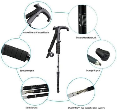 Трекінгові палиці ANGNYA з антивібраційною системою, телескопічні, легкі, для піших прогулянок, кемпінгу, гір