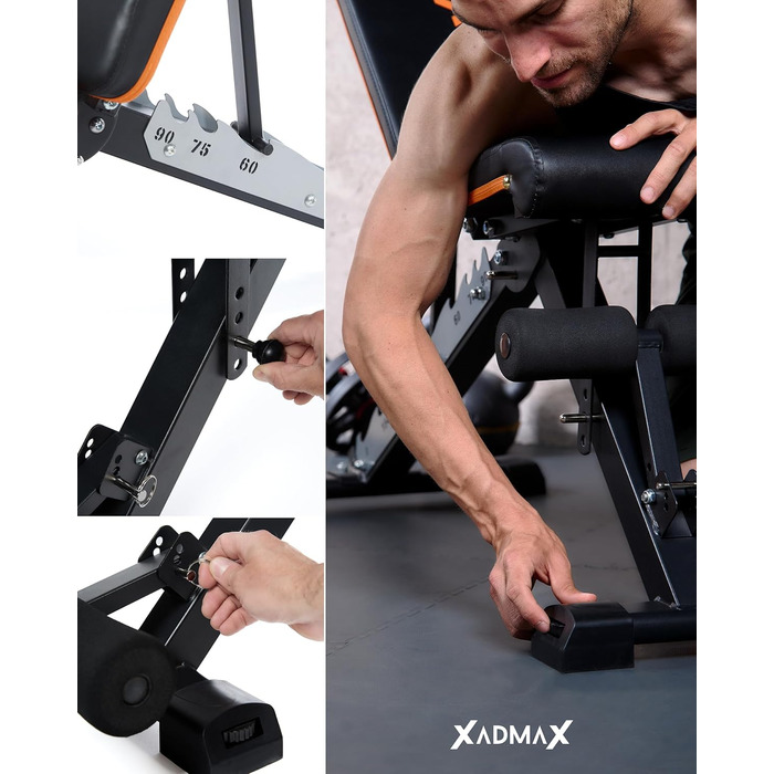 Регульована складана лава для гантелей, посилена тренажерна лава для дому, витримує до 360 кг, багатофункціональна атлетична лава для силових тренувань