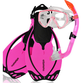 Набір для снорклінгу Aquazon Miami для дітей, рожевий (32/37), маска з антизапотіваючим склом, трубка, ласти