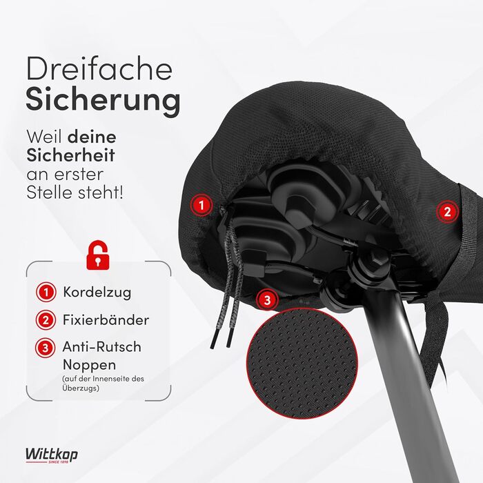 Фahrradsitzkissen від WITTKOP: Гелевий та М'який Велосипедний Сидіння для Дам та Чоловіків. Ергономічний Покриття для Велосипедного Сидіння з 3-Зонною Конструкцією. Підходить для Peloton та TREKKING