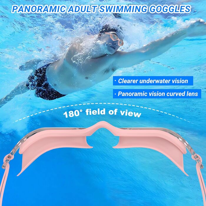 Окуляри для плавання Schwibrille HD з антизапітним покриттям, UV-захистом, герметичні, зручні - для дорослих, для басейну та відкритої води (Розмір M, Колір Gouache)