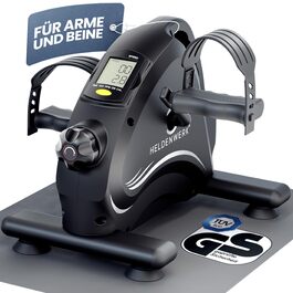 Тренажер для ніг та рук HELDENWERK Pedaltrainer Basic Set — домашній велотренажер для літніх людей та реабілітації, сертифікований TÜV/GS, з ременями та килимком
