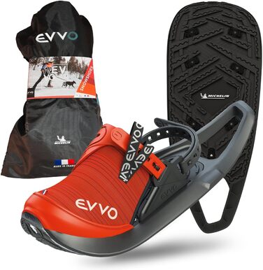 Снігоступи EVVO з підошвою Michelin®, Icespike, регульовані, у комплекті сумка, для чоловіків та жінок, розмір M (EU 36-42), червоно-чорні