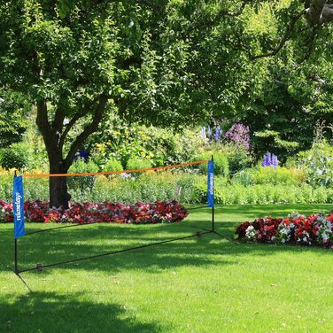 М'яка сітка для бадмінтону Relaxdays з регулюванням висоти до 225 см, з підставкою, чорно-синя