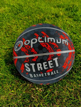 Баскетбольний м'яч OPTIMUM: зносостійкий, для гри в приміщенні та на вулиці, оптимальний контроль та точність (Розмір 7, ЧОРНИЙ/ОРАНЖЕВИЙ)
