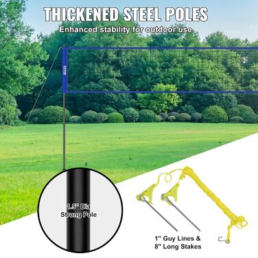 Набір для волейболу VEVOR, регульована висота, 9,7 x 2,4 м, блакитний, портативний, складаний, з м'ячем та сумкою, для саду та пляжу