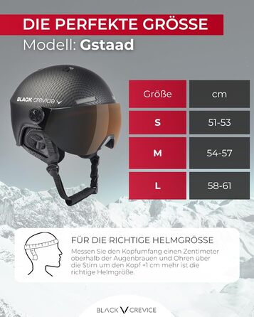 Шолом гірськолижний BLACK CREVICE Gstaad з візором (стиль пілота) | Полікарбонат | Дихаючий | 54-57 см | Чорний/Помаранчевий