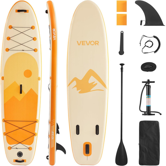 Надувний SUP VEVOR Stand Up Paddle Board (323/335 см) з аксесуарами: насос, весло, рюкзак, сумка для телефону, ремкомплект. Підходить для дорослих та дітей.