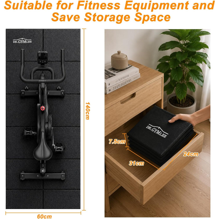 Walking Pad килимок для бігової доріжки, антиковзкий, шумоізоляційний, з високощільним PVC 140x60x0.6 см