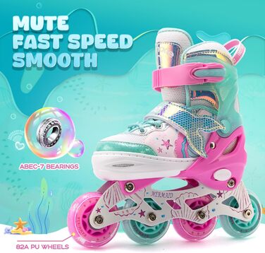 Інлайнери NEMONE для дівчаток, 4 розміри, регульовані, блакитний/фіолетовий, для дітей, 37-39 EU