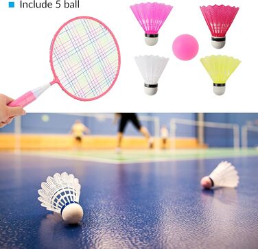 Набір для бадмінтона QKTYB для дітей від 4 до 8 років, легкий алюмінієвий, для початківців, з сумкою, зелений (рожевий)