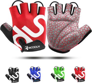 Велосипедні рукавички чоловічі Daen Soer - рукавички напівпальці для гірського велосипеда, шосе, даунхілу, повсякденного використання (червоні, M)