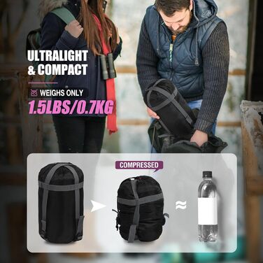 Спальний мішок REDCAMP XL з бавовни, теплий, знімний капюшон, фланелевий, компактний, 3-4 сезони, для дорослих та дітей, для відпочинку на природі, зимовий, риболовля, кемпінг, блакитний, 2lbs наповнювач (Lila з 1.5lbs наповнювачем)