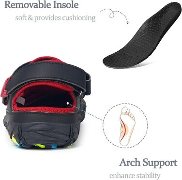 Чоловічі та жіночі спортивні сандалі Hsyooes для пляжу, води та піших прогулянок. Швидковисихаючі аквашузи. Розмір 40 EU, Чорно-червоні