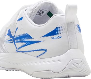 Дитячі унісекс кросівки Puma Varion II V Jr для залу (Indoor Court Shoe), білі з синім, розмір 34 EU