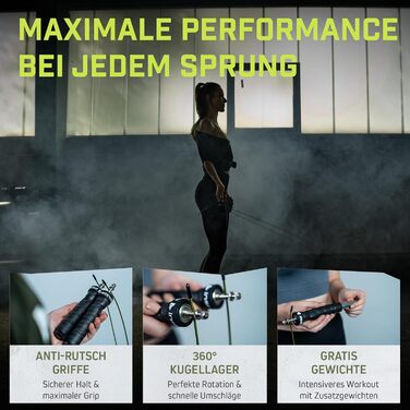 Скакалка Wild Instincts Profi, сталева, 3м, з підшипниками, антиковзкі ручки, додаткові обважнювачі, у комплекті чохол, для фітнесу, дорослих