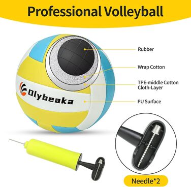 Набір для волейболу на відкритому повітрі: портативна сітка, м'яч PU, насос, сумка та міцна сітка, що не провисає (32 фути)