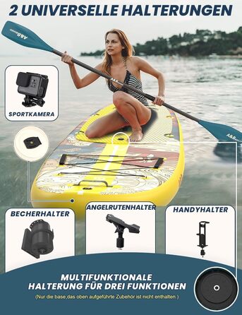 SUP дошка ABBOARD надувна 335 см, жовта - для 2 осіб, вантажопідйомність 200 кг, преміум комплект аксесуарів для початківців та сімейного відпочинку